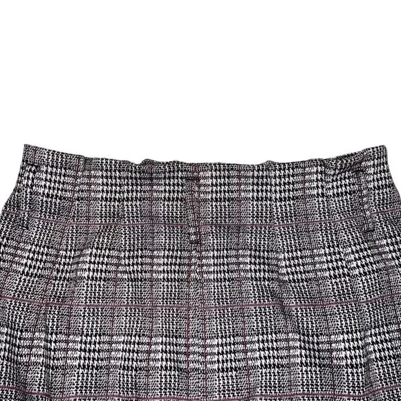 SO Womens Juniors 15 Mini Skirt Plaid Paper Bag Waist Black White Pink No Belt - Picture 9 of 12